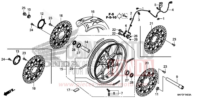 VORDERRAD von CBR1000RR „Fireblade“ VICTORY RED (R334) von 2017